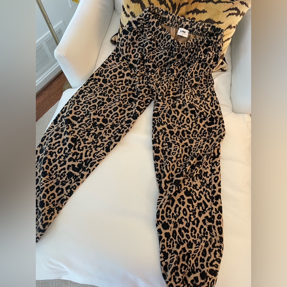 LNA leopard sweatpants, size small, generous fit, oversized